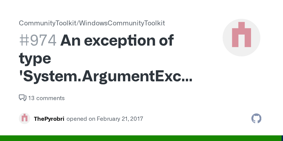 An exception of type 'System.ArgumentException' occurred in System