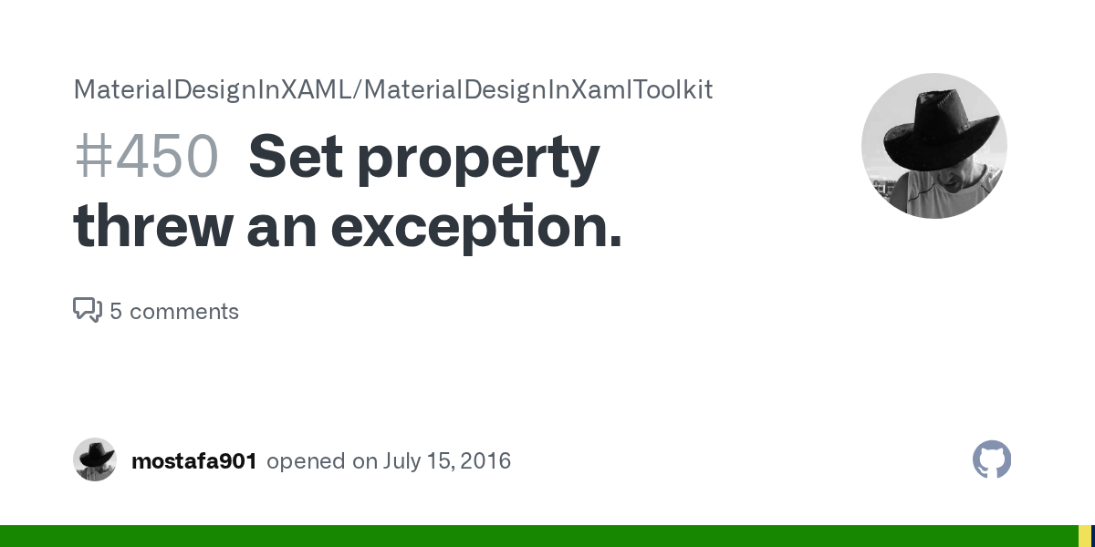 Set property threw an exception. · Issue 450 · MaterialDesignInXAML