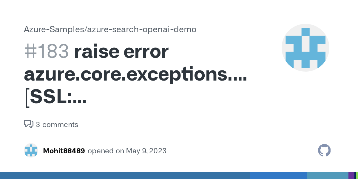 raise error azure.core.exceptions.ServiceRequestError [SSL