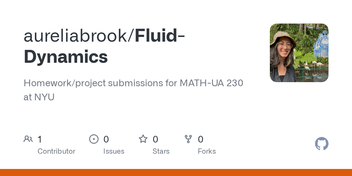 GitHub aureliabrook/FluidDynamics Homework/project submissions for
