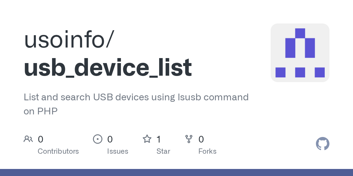 GitHub usoinfo/usb_device_list List and search USB devices using