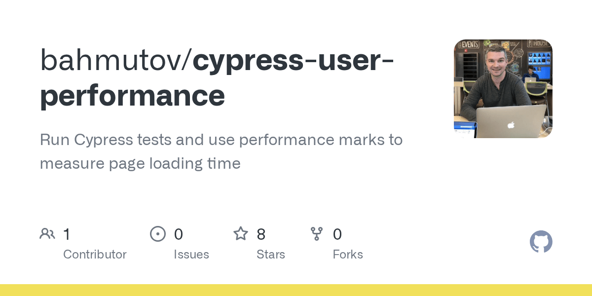 GitHub bahmutov/cypressuserperformance Run Cypress tests and use