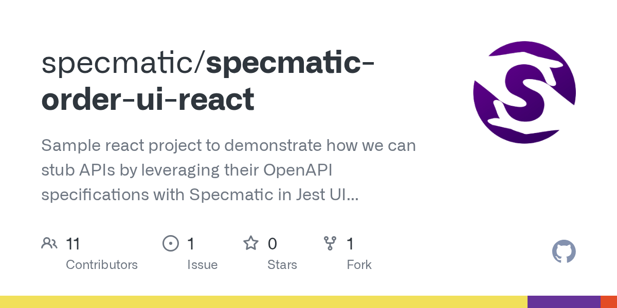 GitHub znsio/specmaticorderuireact Sample react project to