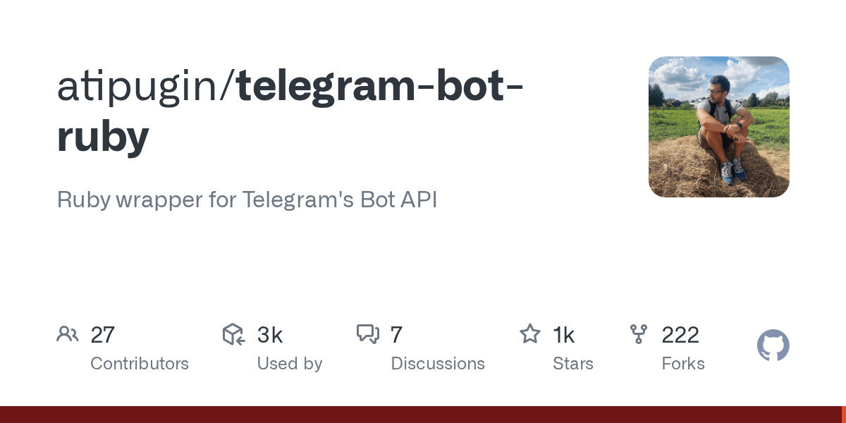 GitHub - atipugin/telegram-bot-ruby: Ruby wrapper for Telegram's Bot API