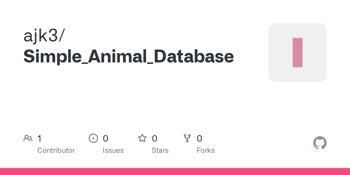 GitHub ajk3/Simple_Animal_Database