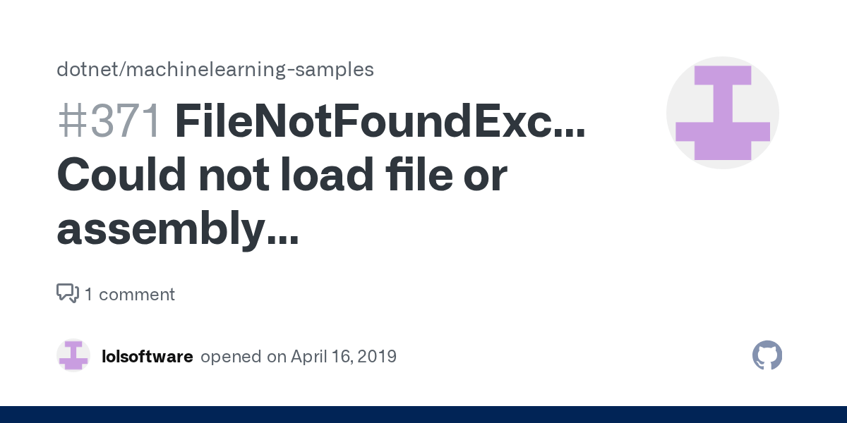 FileNotFoundException Could not load file or assembly 'Microsoft.ML.FastTree, Version=1.0.0.0