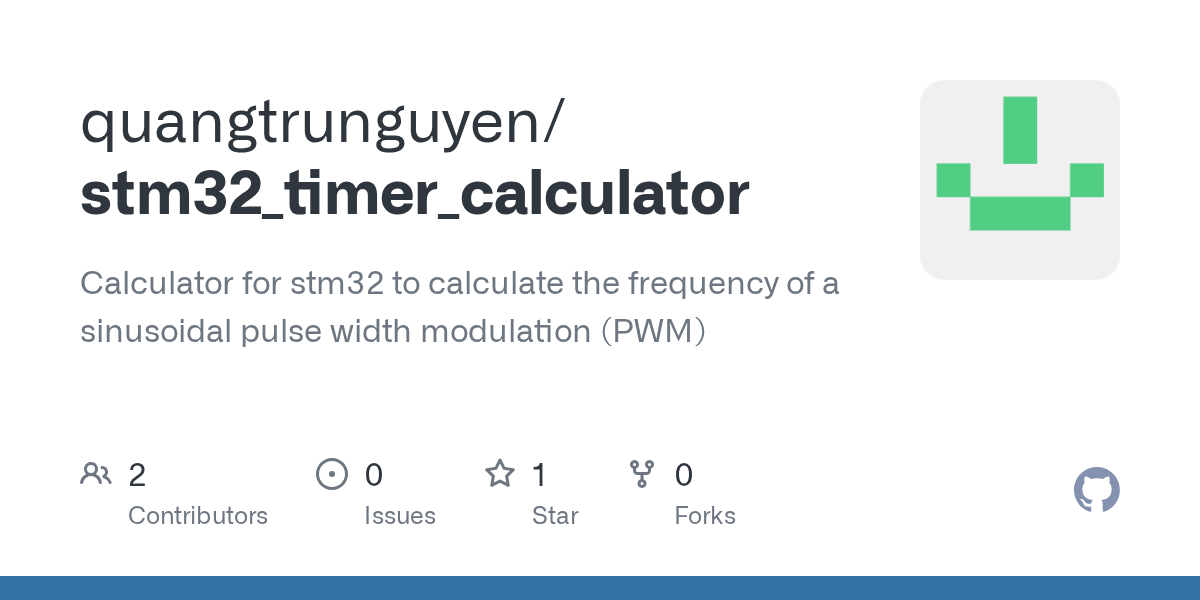 GitHub quangtrunguyen/stm32_timer_calculator Calculator for stm32 to