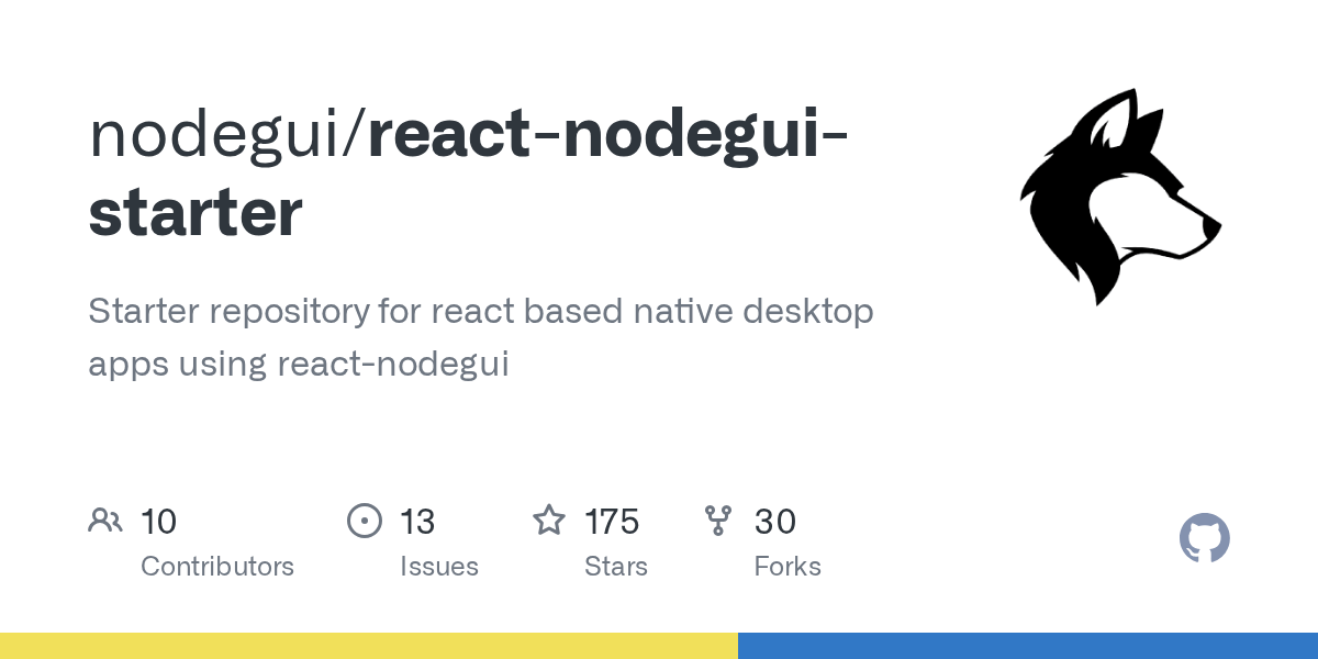 GitHub nodegui/reactnodeguistarter Starter repository for react