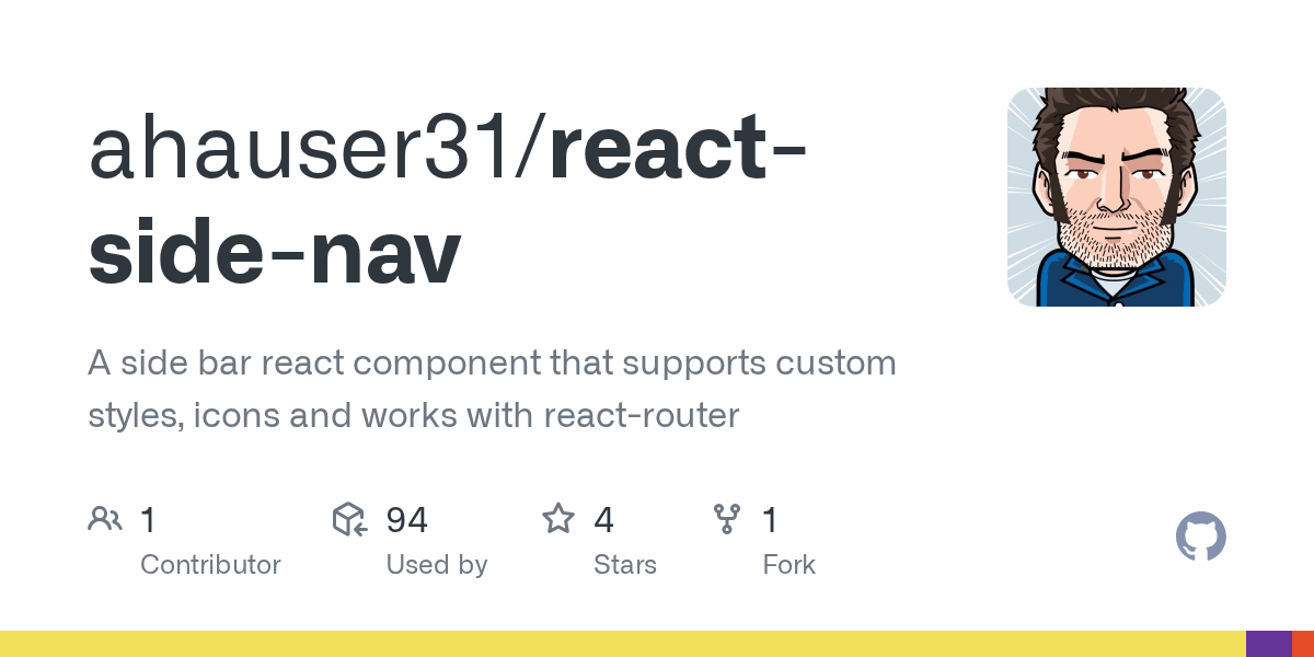 GitHub ahauser31/reactsidenav A side bar react component that