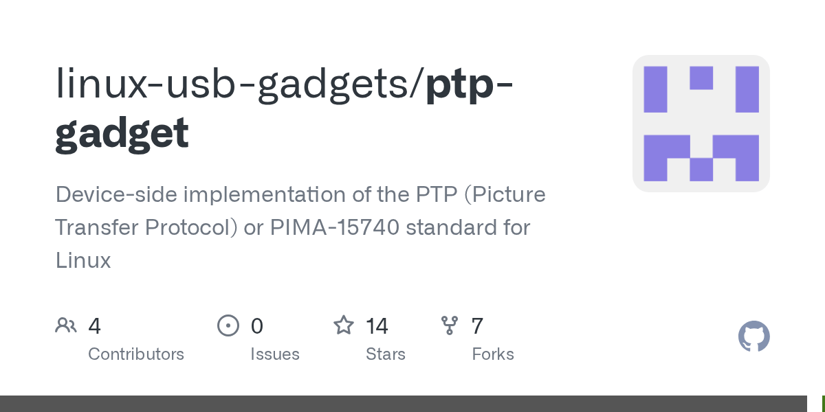 GitHub linuxusbgadgets/ptpgadget Deviceside implementation of