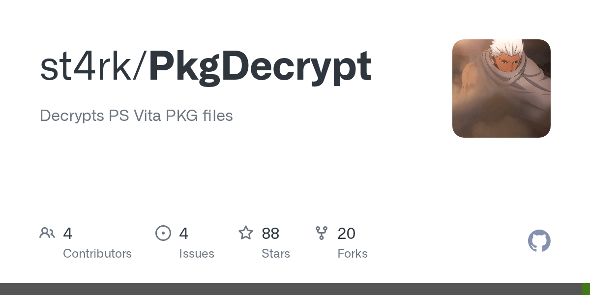GitHub st4rk/PkgDecrypt Decrypts PS Vita PKG files