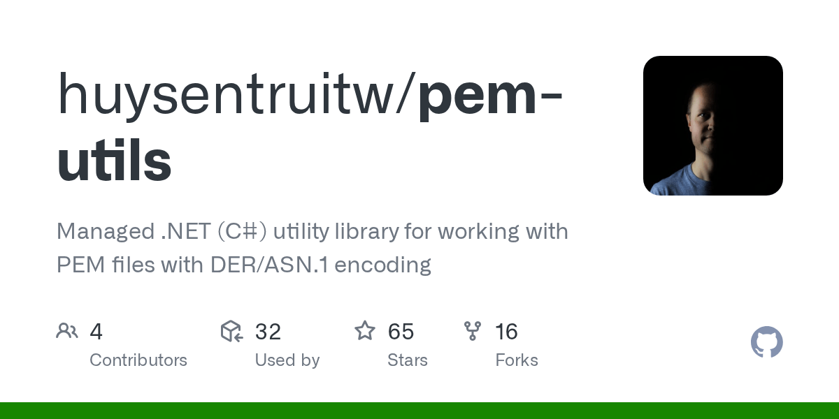 GitHub huysentruitw/pemutils Managed (C) utility library for