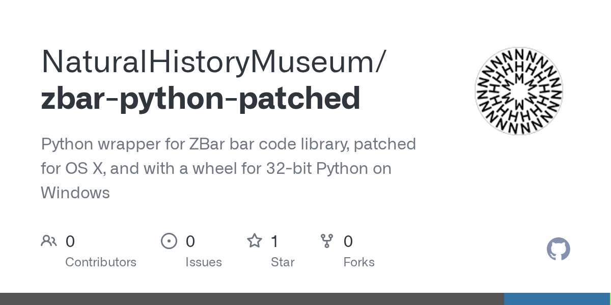 GitHub NaturalHistoryMuseum/zbarpythonpatched Python wrapper for