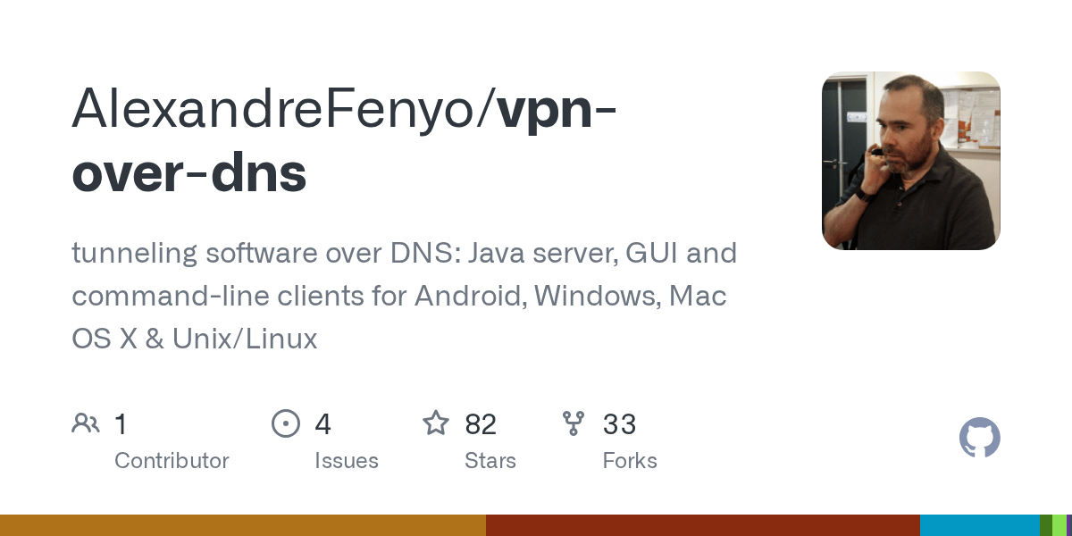 GitHub AlexandreFenyo/vpnoverdns tunneling software over DNS Java