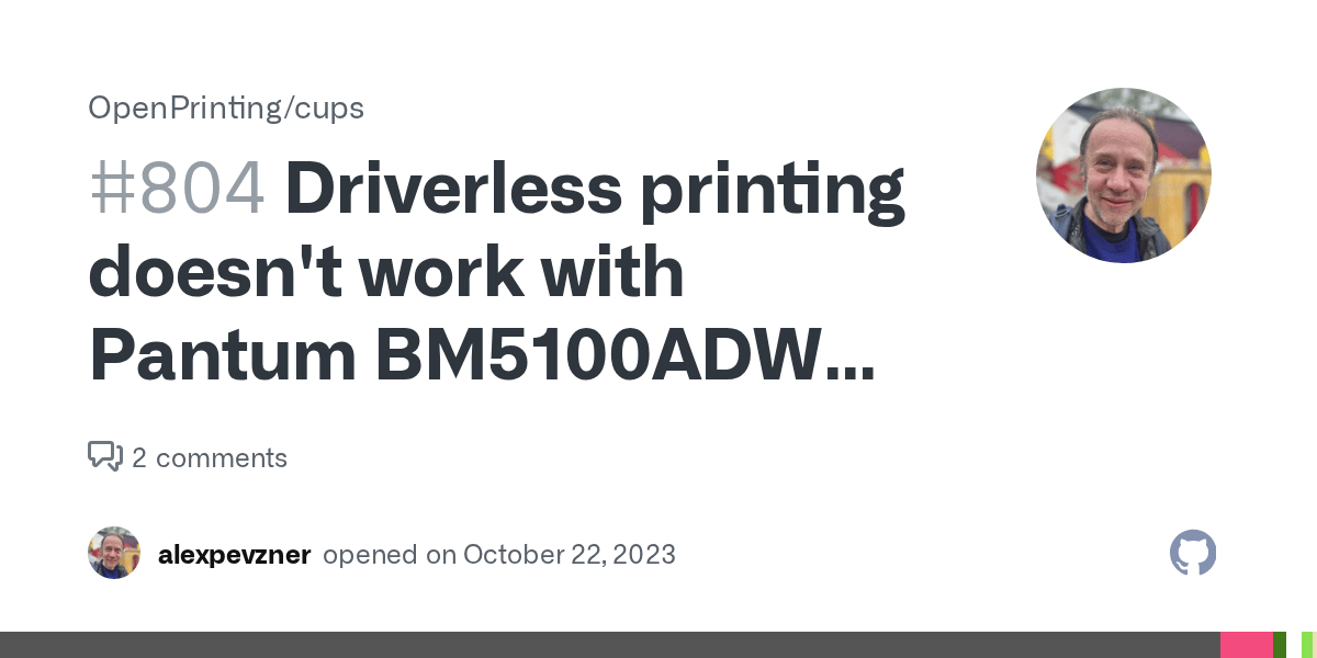 Driverless printing doesn't work with Pantum BM5100ADW Series