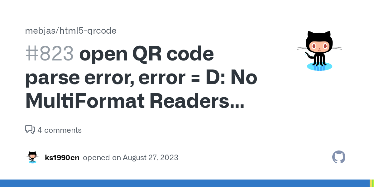 open QR code parse error, error = D No MultiFormat Readers were able