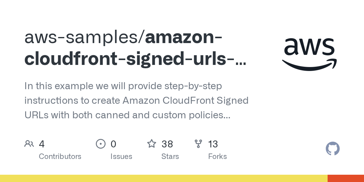 GitHub awssamples/amazoncloudfrontsignedurlsusinglambda