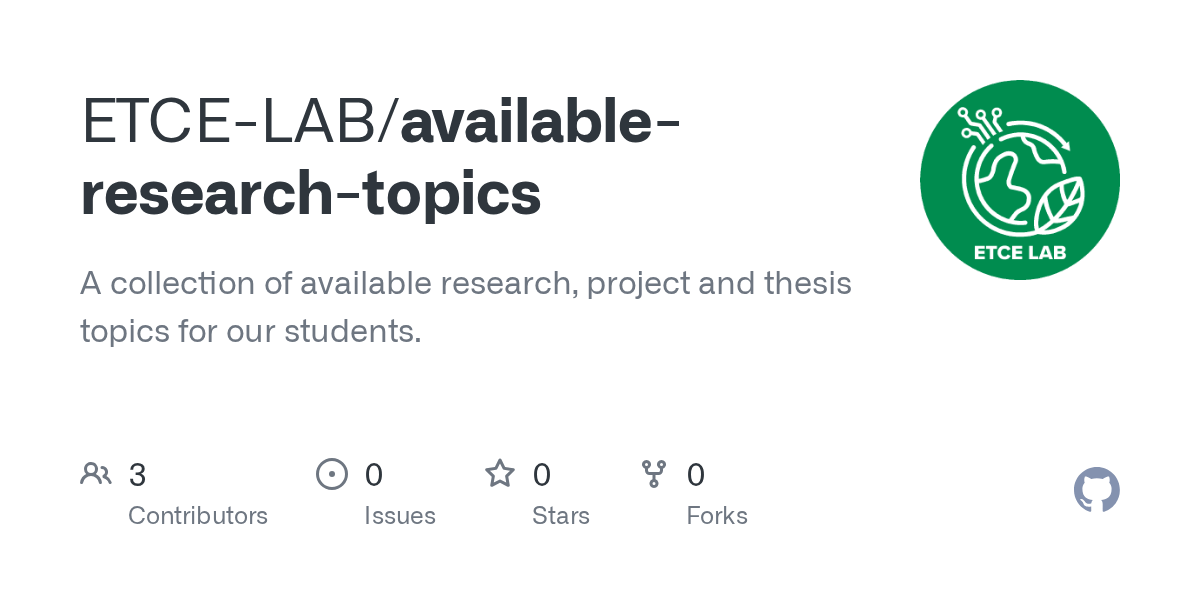 GitHub ETCELAB/availableresearchtopics A collection of available research, project and