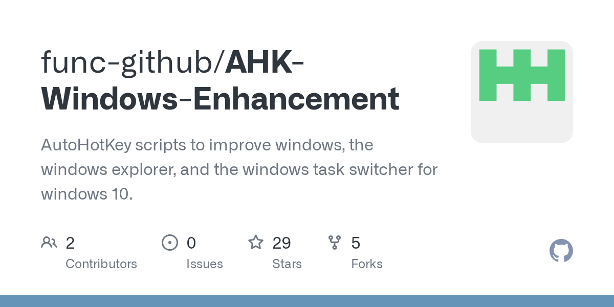 GitHub funcgithub/AHKWindowsEnhancement AutoHotKey scripts to