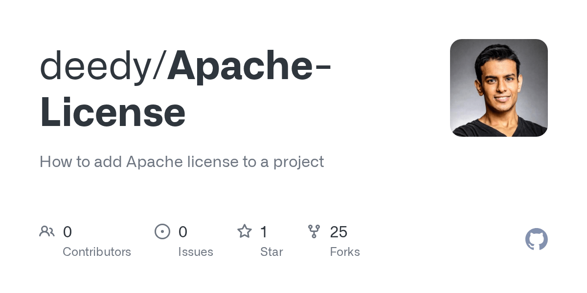 GitHub deedy/ApacheLicense How to add Apache license to a project