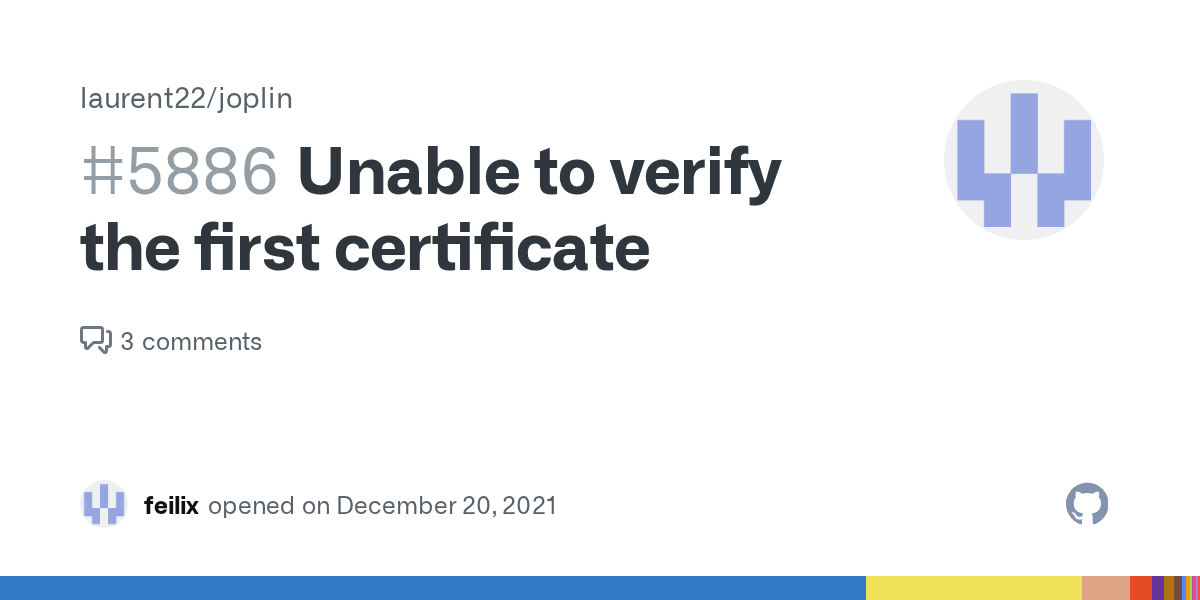 Unable to verify the first certificate · Issue 5886 · laurent22/joplin