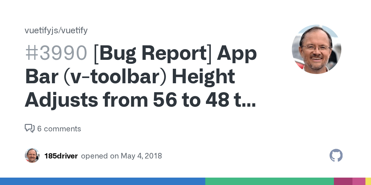 [Bug Report] App Bar (vtoolbar) Height Adjusts from 56 to 48 to 64 dp · Issue 3990 · vuetifyjs