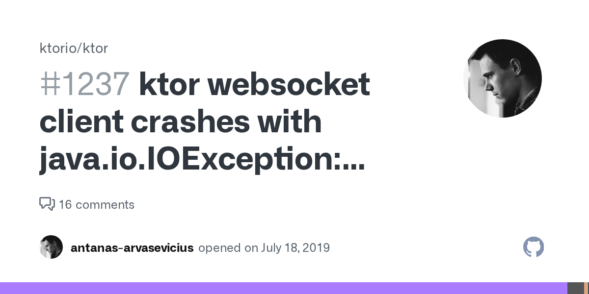 ktor websocket client crashes with java.io.IOException Software caused