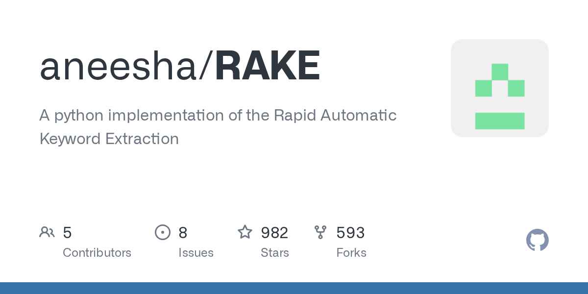 GitHub aneesha/RAKE A python implementation of the Rapid Automatic