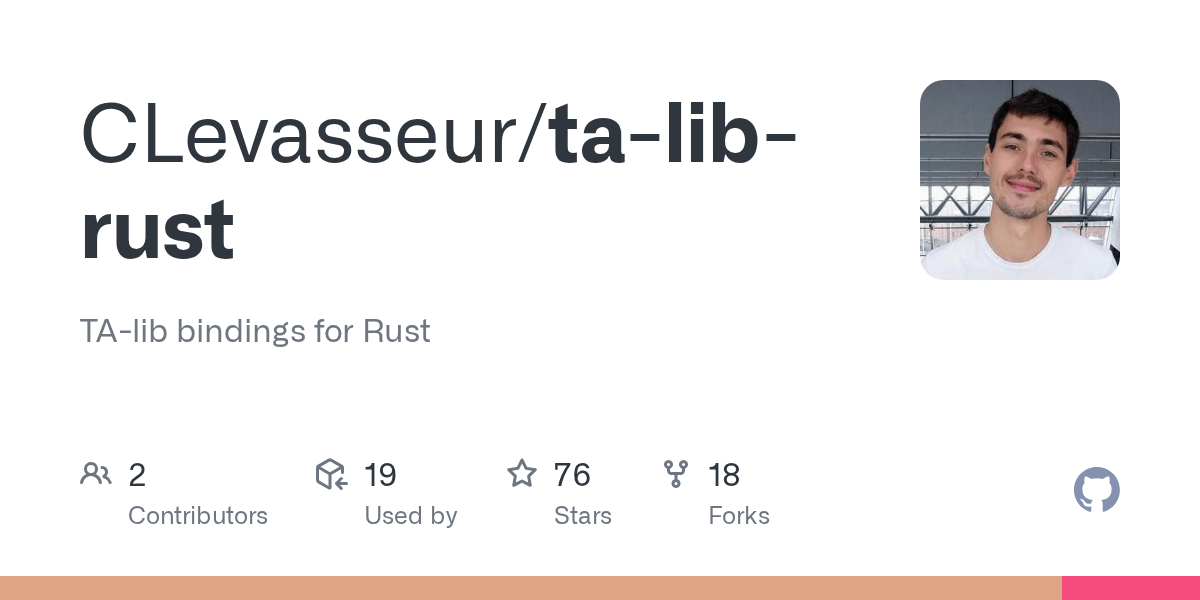 GitHub CLevasseur/talibrust TAlib bindings for Rust