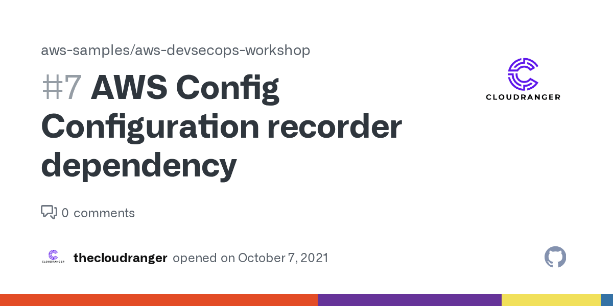 AWS Config Configuration recorder dependency · Issue 7 · awssamples