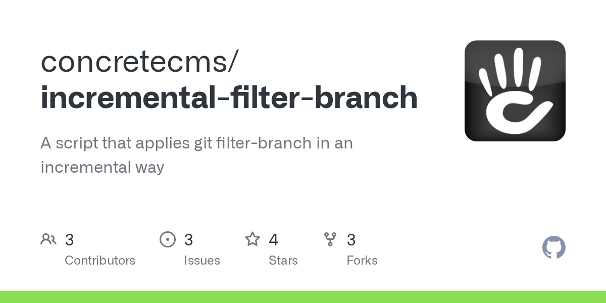 GitHub concretecms/incrementalfilterbranch A script that applies