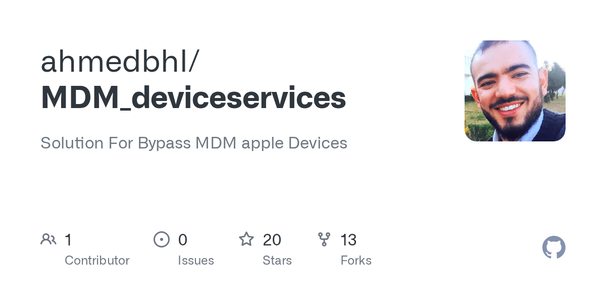 GitHub ahmedbhl/MDM_deviceservices Solution For Bypass MDM apple Devices