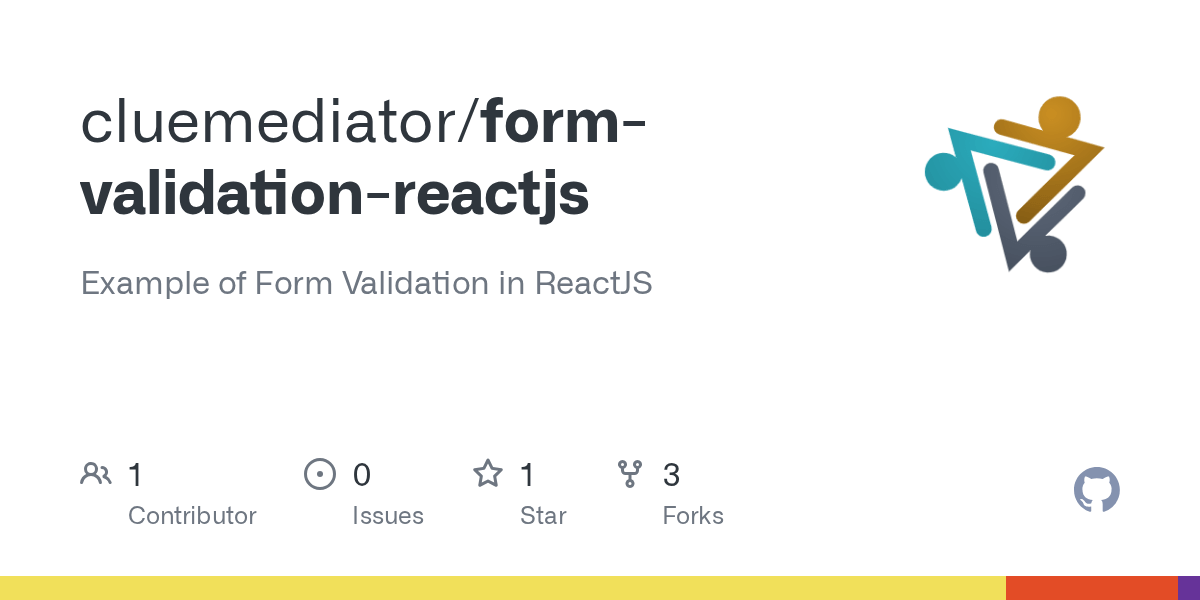 GitHub cluemediator/formvalidationreactjs Example of Form