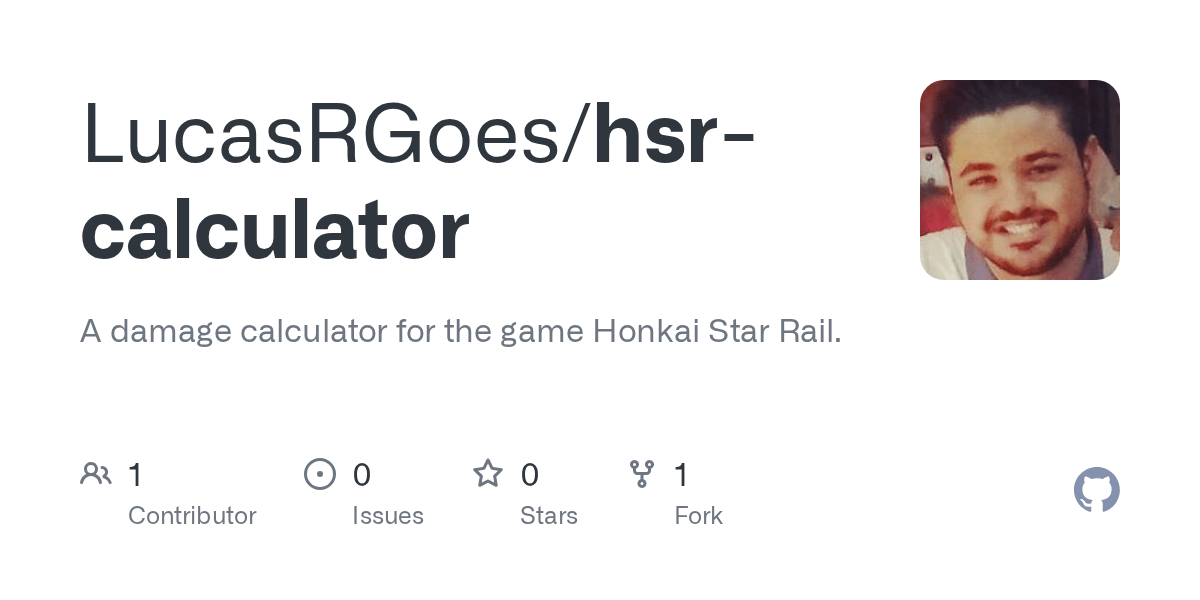 GitHub LucasRGoes/hsrcalculator A damage calculator for the game