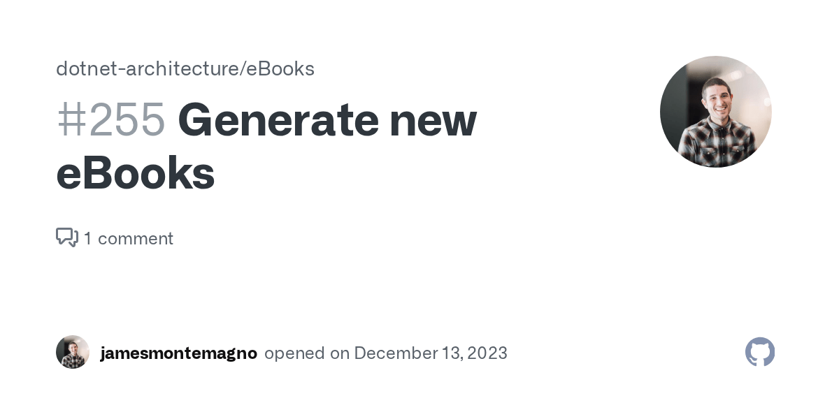 Generate new eBooks · Issue 255 · · GitHub