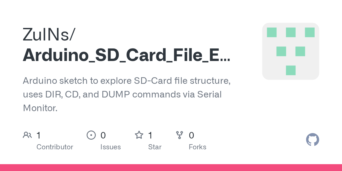 GitHub ZulNs/Arduino_SD_Card_File_Explorer Arduino sketch to explore