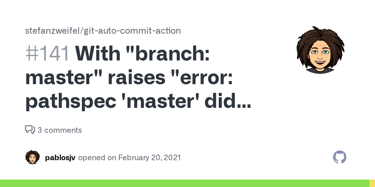 With "branch master" raises "error pathspec 'master' did not match