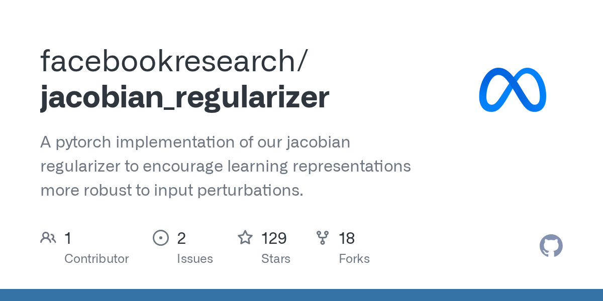 GitHub facebookresearch/jacobian_regularizer A pytorch