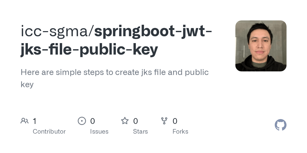 GitHub iccsgma/springbootjwtjksfilepublickey Here are simple