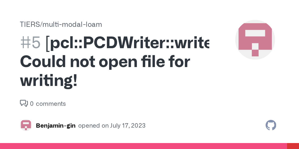 [pclPCDWriterwriteASCII] Could not open file for writing! · Issue