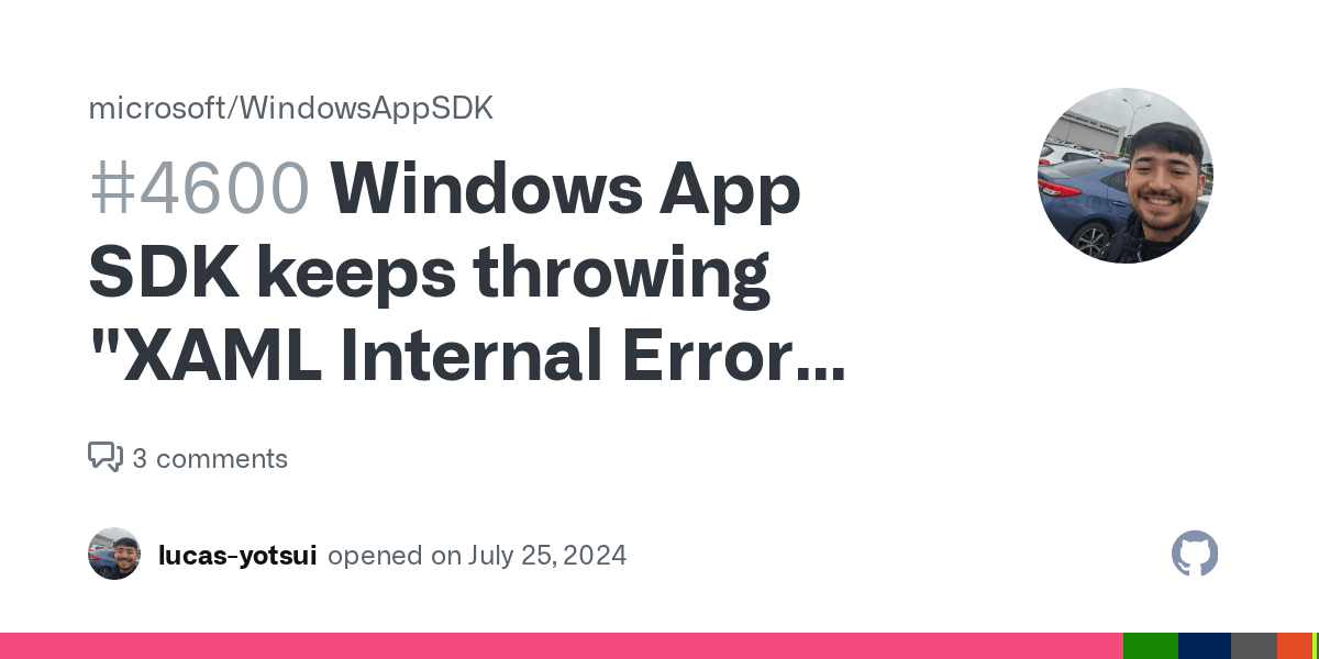 Windows App SDK keeps throwing "XAML Internal Error WMC9999 Unexpected