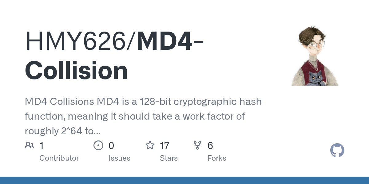 GitHub HMY626/MD4Collision MD4 Collisions MD4 is a 128bit