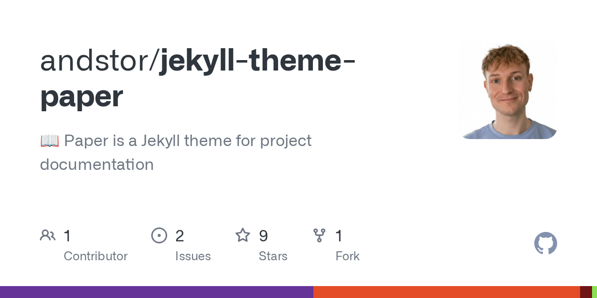 GitHub andstor/jekyllthemepaper Paper is a Jekyll theme for