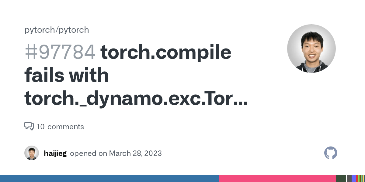 fails with torch._dynamo.exc.TorchRuntimeError on a