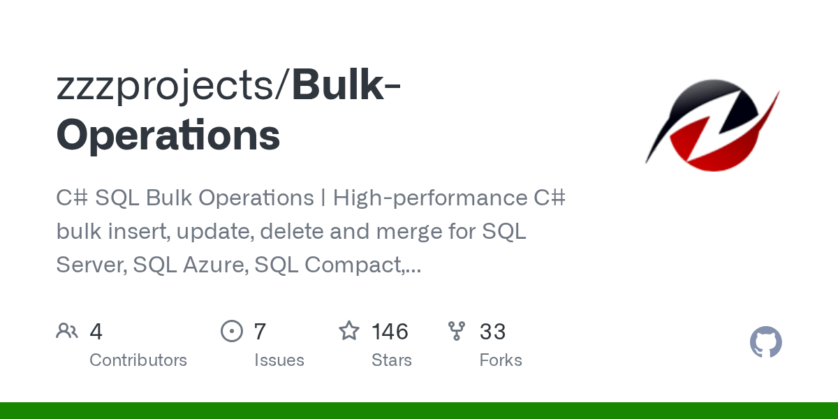 GitHub zzzprojects/BulkOperations C SQL Bulk Operations High