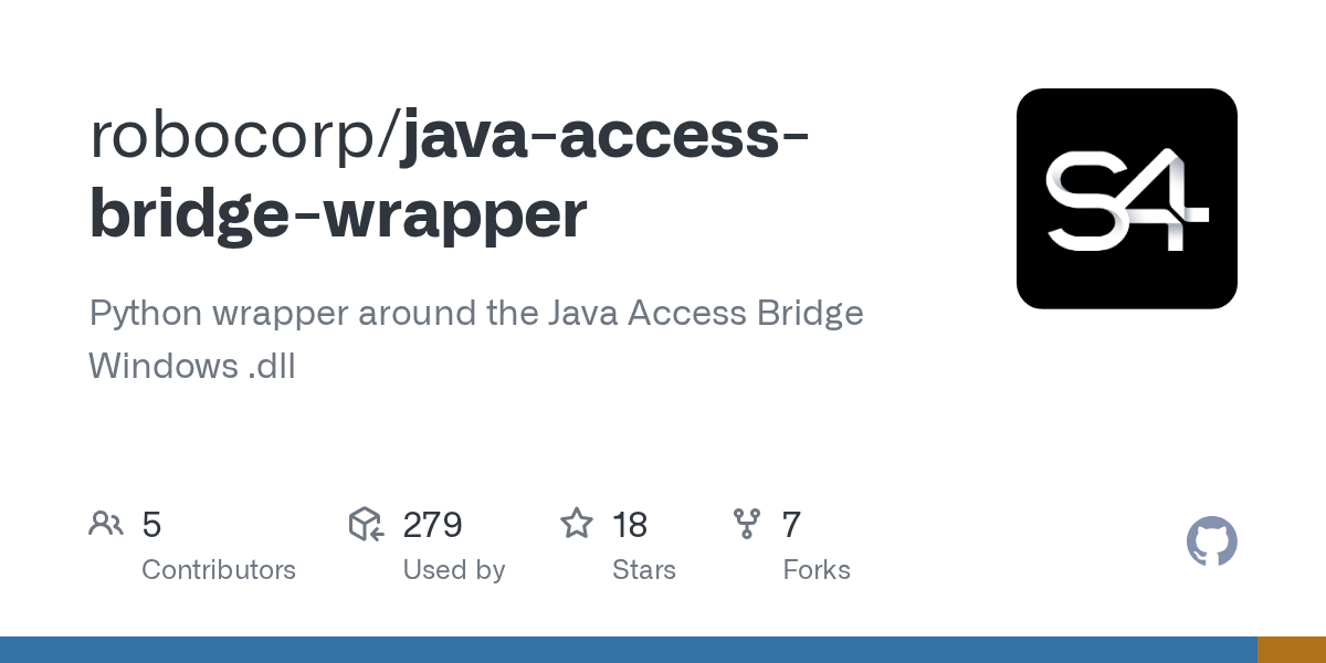 GitHub robocorp/javaaccessbridgewrapper Python wrapper around the