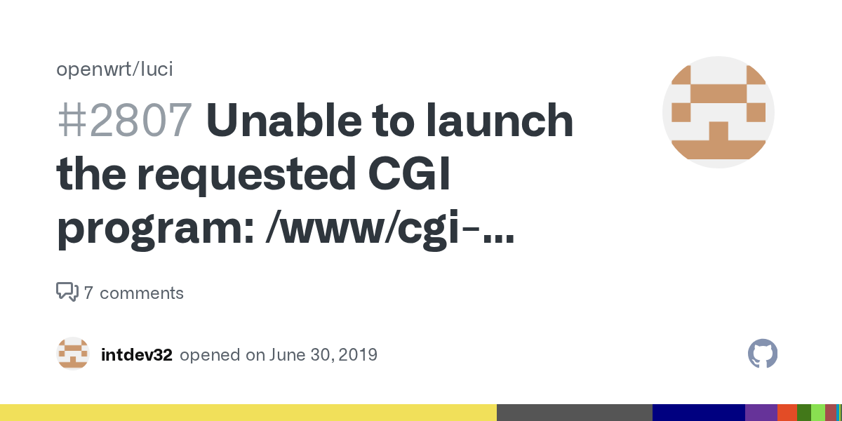 Unable to launch the requested CGI program /www/cgibin/luci No such