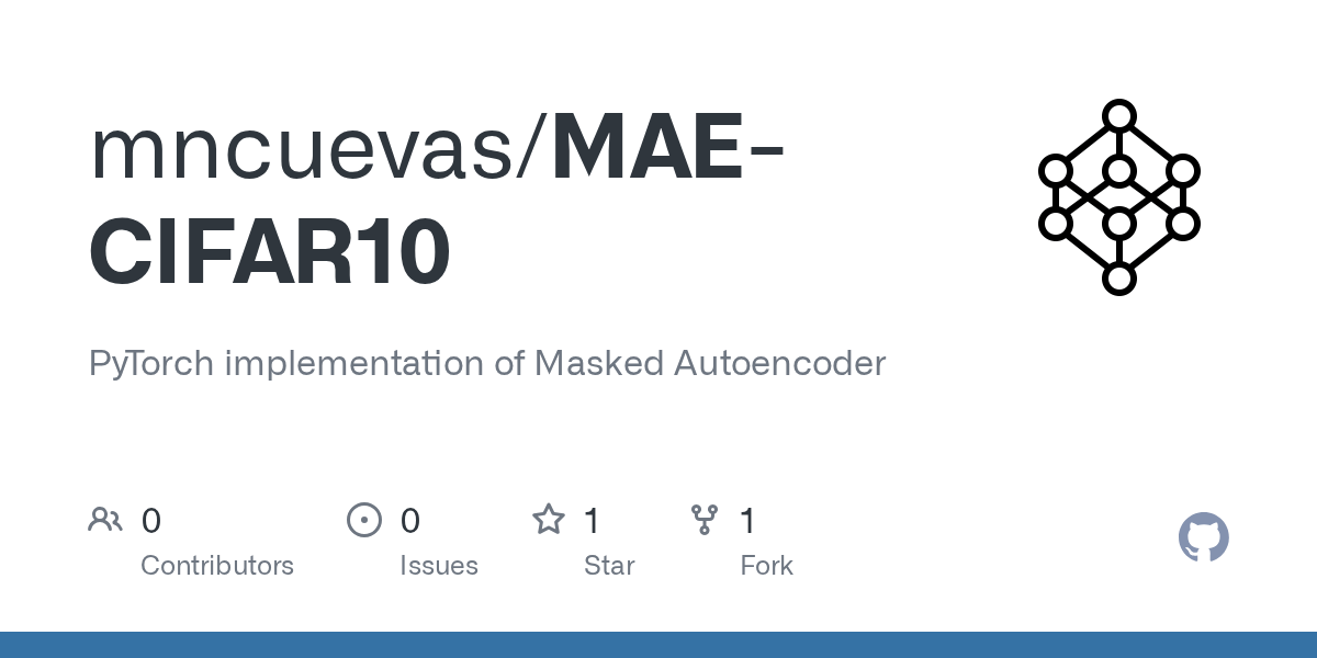 GitHub mncuevas/MAECIFAR10 PyTorch implementation of Masked Autoencoder