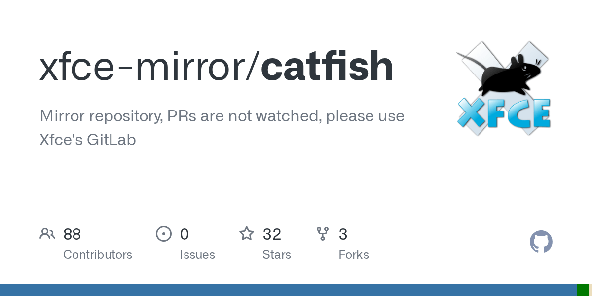 GitHub xfcemirror/catfish Mirror repository, PRs are not watched