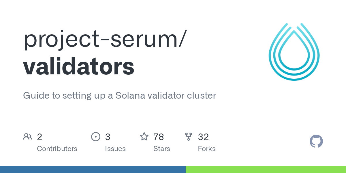 GitHub projectserum/validators Guide to setting up a Solana